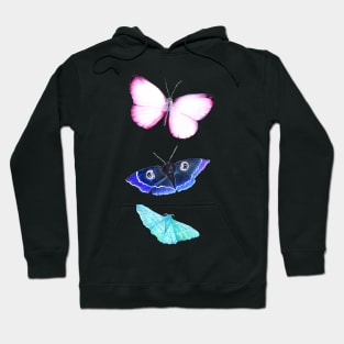 Butterflies and Moths Pattern - Black Hoodie